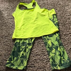 Hang Lime Geometric Leggings and Tank Set